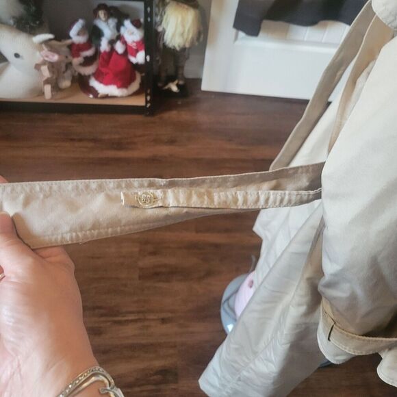 VTG Womens Towne London Fog Trench coat rain jacket Tan size 12R zip in lining - Picture 7 of 10